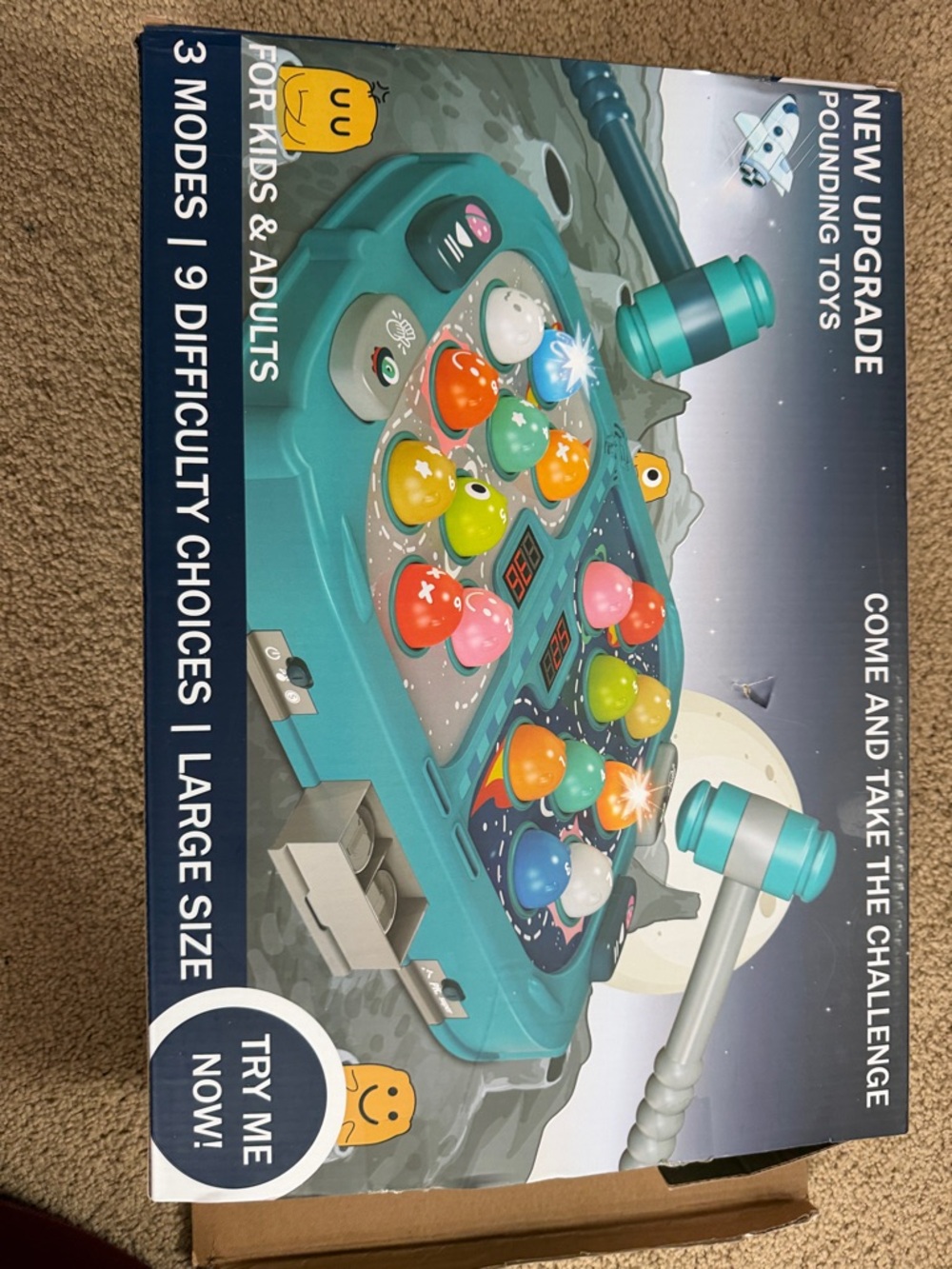 Electronic Whack-a-Mole Game Toy for Kids - Teal with Multicolor Moles